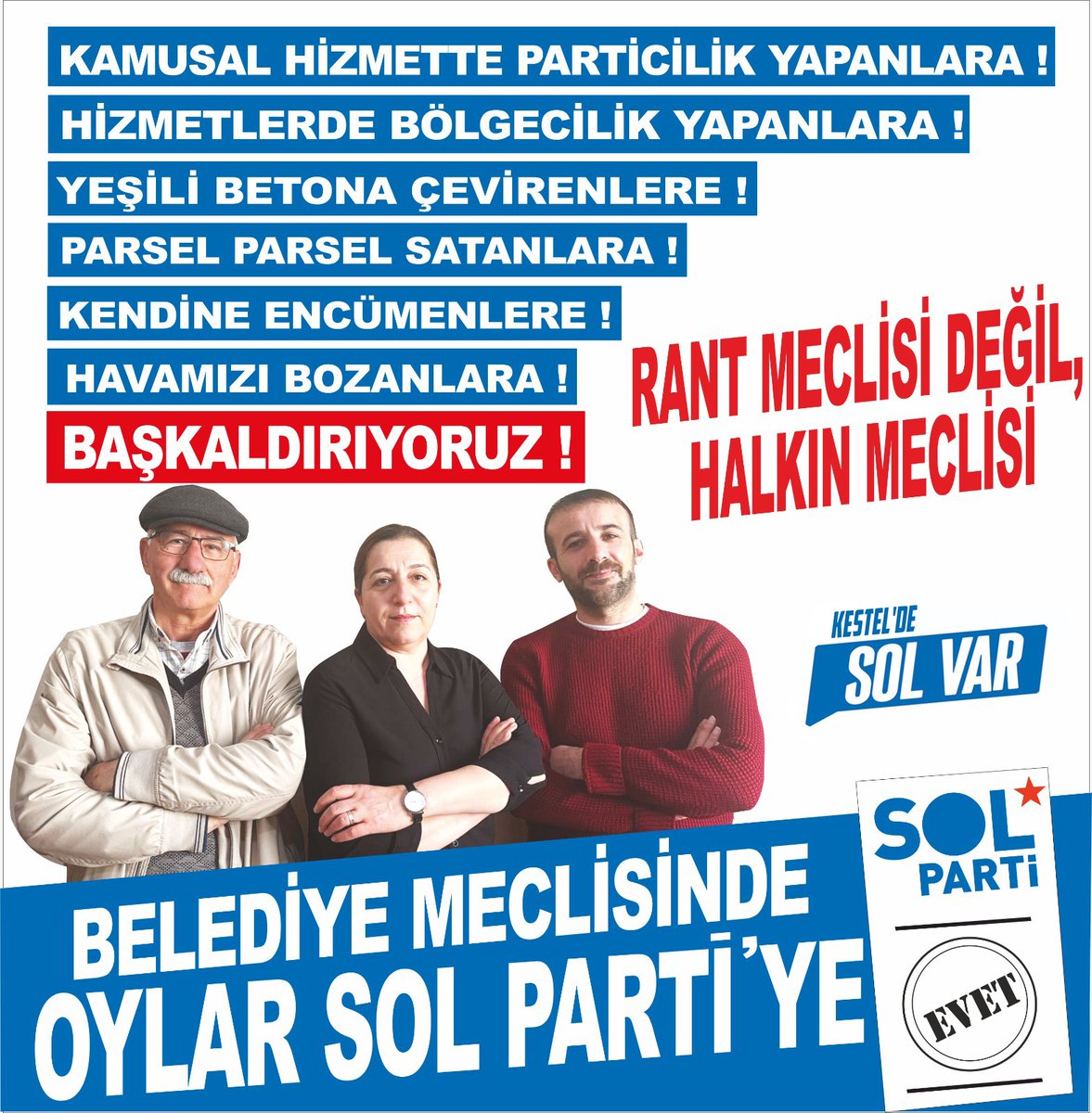 Kestel belediye meclisinde oylar SOL Parti'ye.