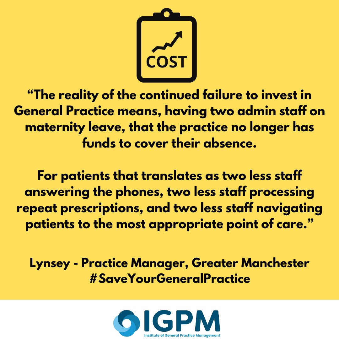 TheIGPM's tweet image. This is the reality of the underfunding of your #GeneralPractice.

Please write to your #MP and tell them to fund your surgery before its too late

#SaveYourGeneralPractice