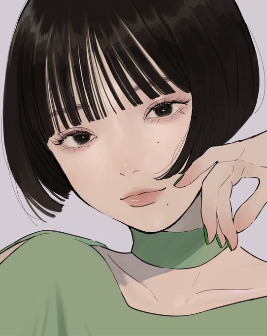 「closed mouth green nails」 illustration images(Latest)