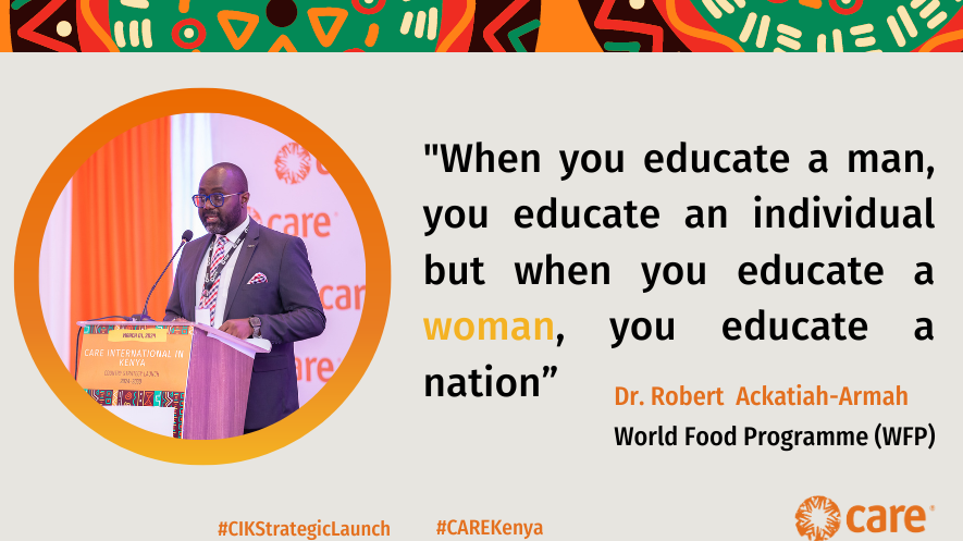 A word from Dr. Robert Ackatiah on our existing partnership with @WFP_Kenya in the General Food Distribution(GFD) project in Dadaab, North Eastern. 
#CIKStrategyLaunch 
#CAREKenya
#HumanitarianResponse