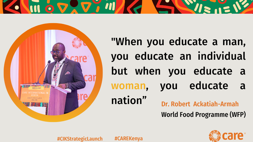 CAREinKenya's tweet photo. A word from Dr. Robert Ackatiah on our existing partnership with @WFP_Kenya in the General Food Distribution(GFD) project in Dadaab, North Eastern. 
#CIKStrategyLaunch 
#CAREKenya
#HumanitarianResponse https://t.co/DigC8ASKGB
