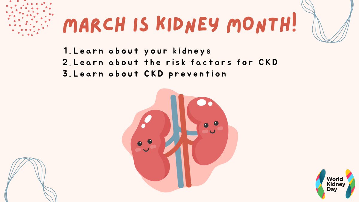 March is #kidney month! Let's raise awareness about the importance of our kidneys for our #health! 👍🏾 Like, comment, and share our posts! 💡In need of tips for your own #WorldKidneyDay social media campaign? 👉🏽 worldkidneyday.org/knowledge-bank…