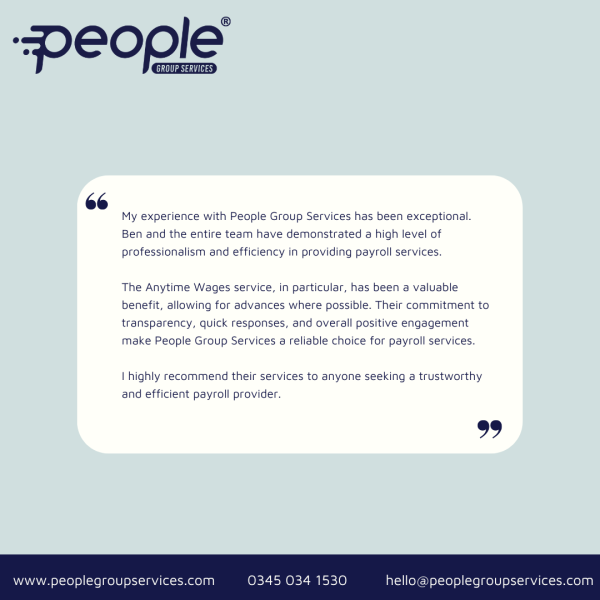 👷‍♂️ Looking for top-notch payroll services? Look no further than People Group Services! 📊💼  

We're thrilled to share this fantastic review from one of our valued contractors! 🙌

💡 Ready to experience exceptional payroll services? Contact us today! 📞💻

#Payroll