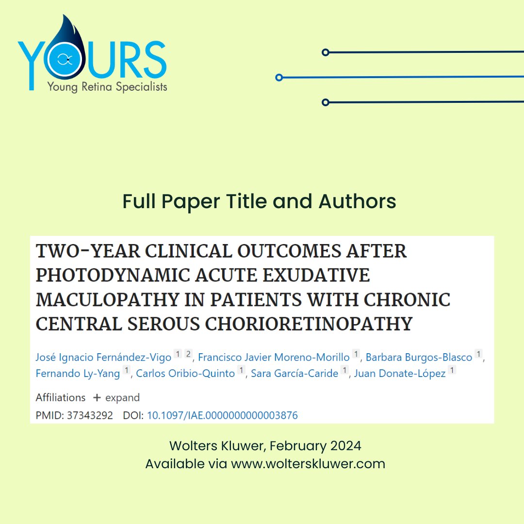 🔍 Unlocking PAEM: Insights from a Two-Year Clinical Study by José Ignacio Fernández-Vigo & team. Explore photodynamic therapy outcomes in chronic central serous chorioretinopathy patients. 🔍 PMID: 37343292 🔬 DOI: 10.1097/IAE.0000000000003876 🔗 ow.ly/lSx050QJJWP