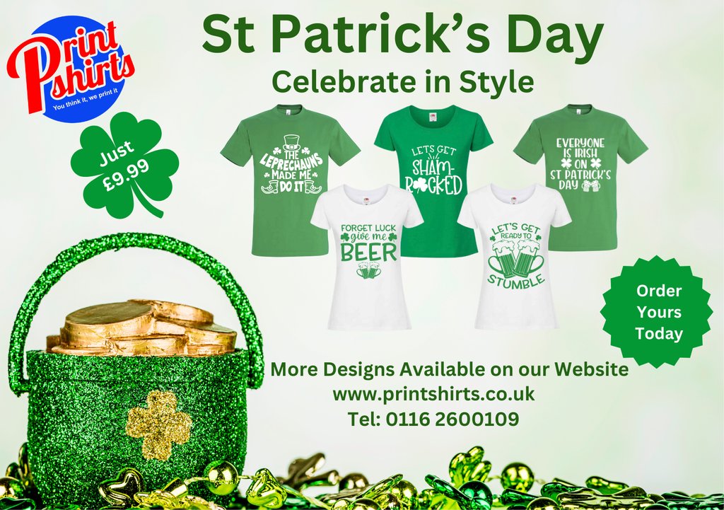 PrintShirts_UK's tweet photo. Celebrate St Patricks Day In Style!🍀

ALL MENS AND WOMENS T-SHIRTS £9.99💷

CLICK THE LINK TO BROWSE!🖥️

https://t.co/NMMYafe9z0

#STPATRICKSDAY #stpats #irish https://t.co/FVpFzlcVhS