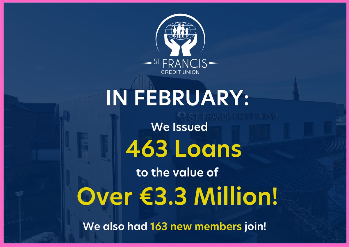 Here are our Lending Figures for February 2024! 😊 St. Francis Credit Union are proud to support the People of Clare and would like to encourage everyone to support local like us! 🤝 #supportlocal #clare