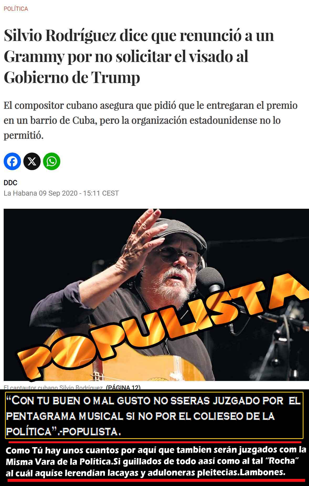 Politico guillado de Cantante