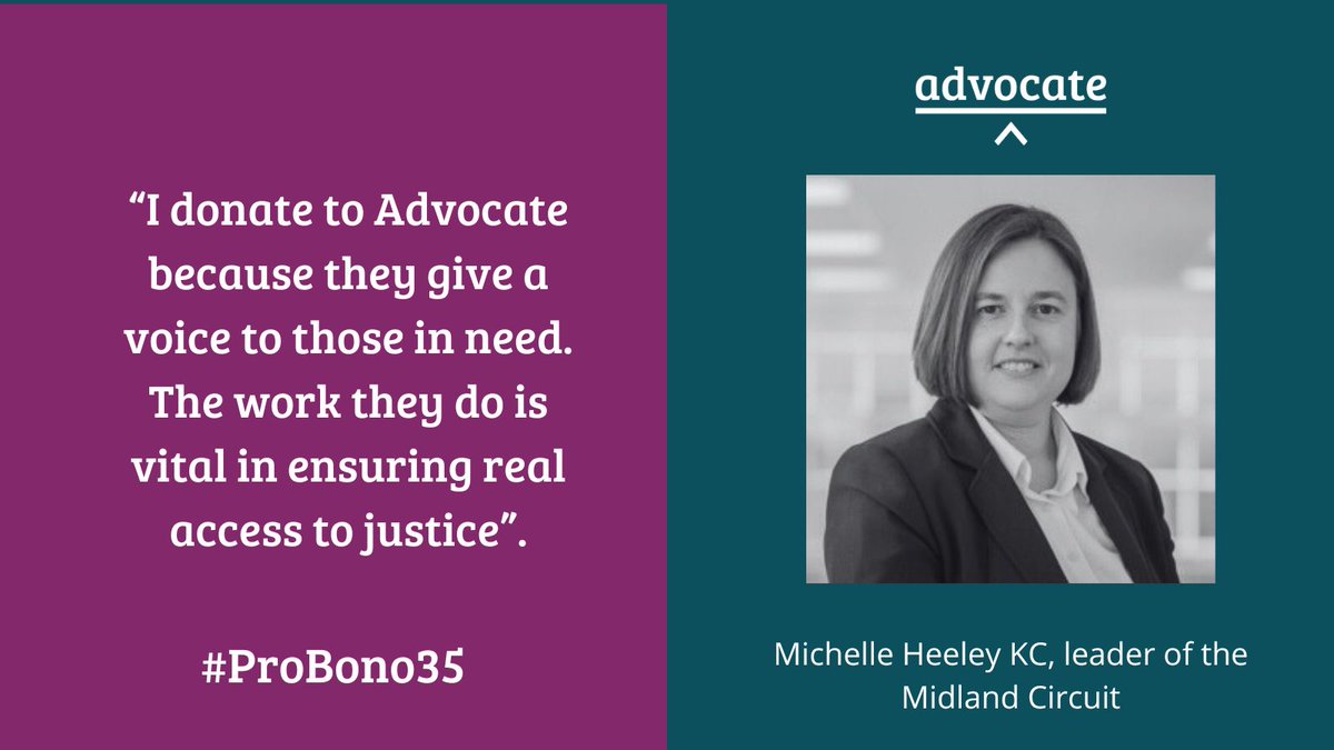“I donate to Advocate because they give a voice to those in need. The work they do is vital in ensuring real access to justice” - @Brummybar, leader of @midland_circuit. Find out more about how donating during ATP makes a vital difference➡️ bit.ly/ProBono35 #ProBono35