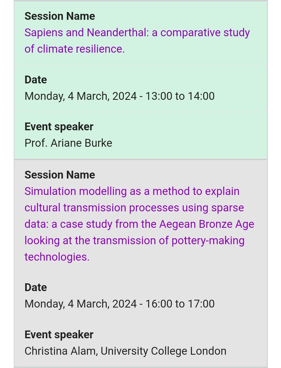 Get ready for next monday because #cdal will have a double appointment! At 1pm Ariane Burke about Neanderthal Sapiens and climate, and at 4pm Christina Alam with simulation modelling and pottery! Join us at @UCamArchaeology