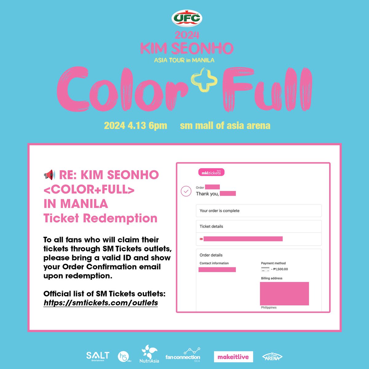 Heads up! Get ready to redeem your 2024 KIM SEON HO ASIA TOUR in MANILA <Color+Full> at SM Tickets Nationwide starting March 2, 2024 to March 17, 2024! Valid for those who purchased their fan packages from February 15, 2024 onwards! So make sure you don't miss out on our Good…