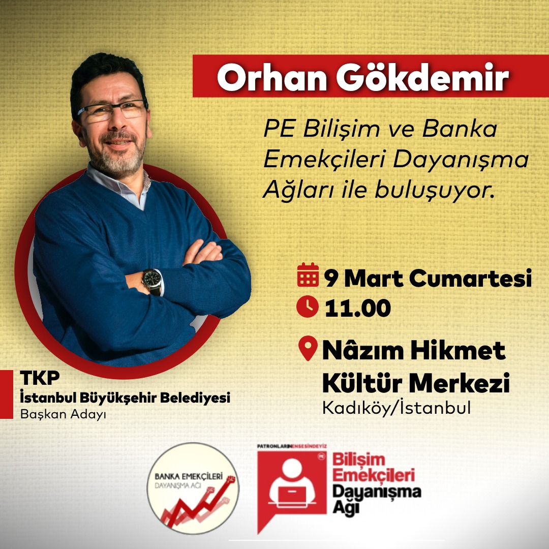 PE_Bilisim's tweet photo. Patronların Ensesindeyiz Bilişim ve Banka Emekçi Dayanışma Ağları olarak
TKP İstanbul Büyükşehir Belediyesi başkan adayı Gazeteci Yazar Sayın Orhan Gökdemir ile bir araya geliyoruz
@pensendeyiz @gokdemirorhan @BankaDayanisma https://t.co/cPV1GoWPIu