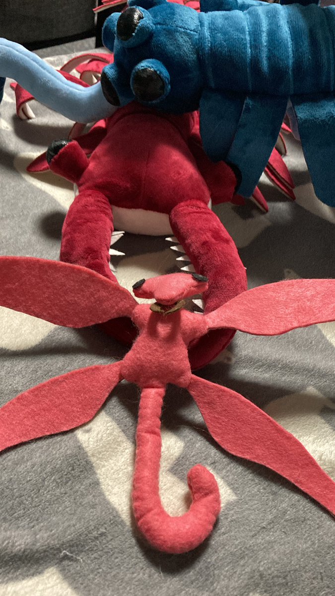 My Anomalocaris and Opabinia plushies have finally arrived #anomalocaris #opabinia #cambrian #theendless (also Qu plush from #alltomorrows that got made for me)