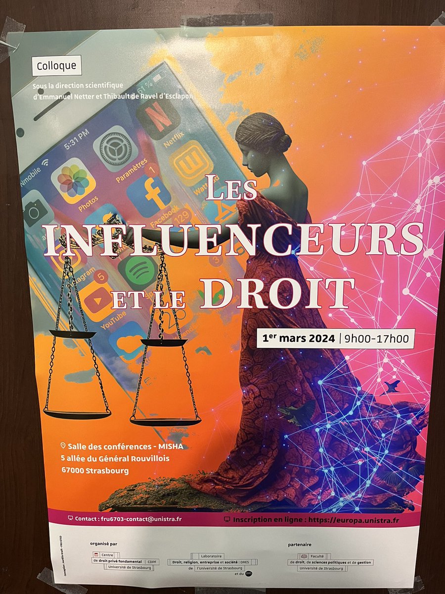 <a href="/TAoMA_Influence/">TAoMA Influence</a> participe aujourd’hui à un colloque organisé par l’Université de Strasbourg sur les Influenceurs et le droit, l’occasion de croiser les regards des universitaires et des praticiens.
<a href="/TAoMA_Partners/">TAoMA Partners</a> <a href="/GLoingerB/">Gaelle Loinger-B_ip</a>