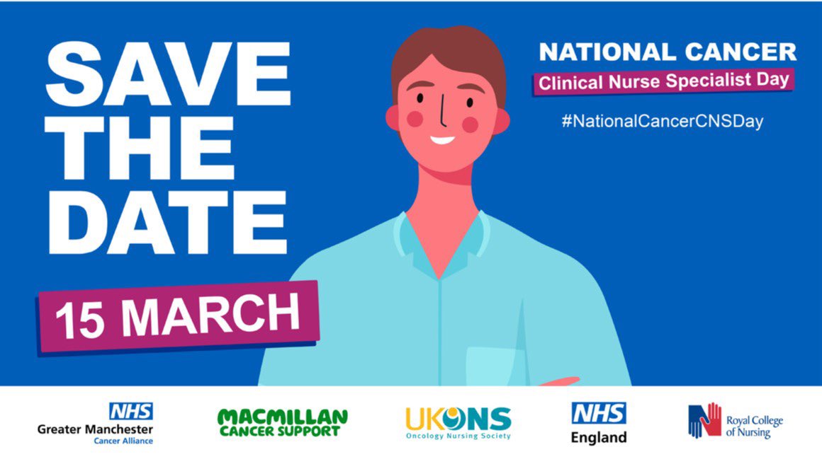 🗓️Save the date! ‼️15 March 2024 is the 3rd National Cancer CNS Day. 

🔦Join us on social media to show support &amp; appreciation as we place some of our amazing Cancer Clinical Nurse Specialists in the spotlight💫

#NationalCancerCNSDay 💙