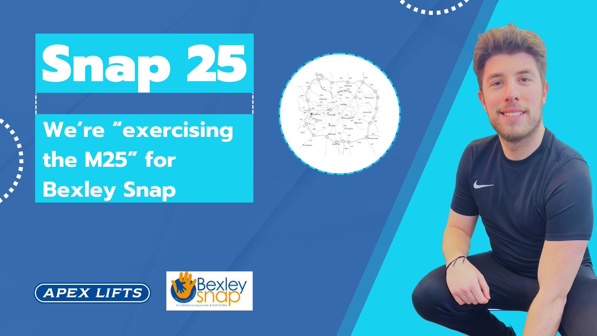 We're challenging ourselves for charity this March!

The Apex Lifts team are going to exercise the equivalent of 4x around the M25 in order to raise money for <a href="/SNAPBexley/">Bexley SNAP</a>.

We have pledged to run 🏃‍♂️, walk, swim 🏊‍♂️ or cycle 🚴‍♀️ at least 468 miles!

justgiving.com/page/snapm25