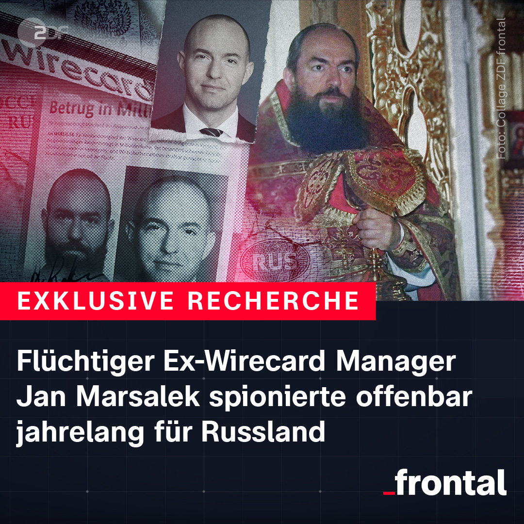 frontal (@zdffrontal) on Twitter photo Der nach #Russland geflohene Ex-#Wirecard-Manager Jan Marsalek tarnte sich als Priester - und arbeitete wohl jahrelang für russische Geheimdienste. Mehr zur Recherche von #ZDFfrontal, <a href="/derspiegel/">DER SPIEGEL</a>, <a href="/derStandardat/">DER STANDARD</a> und <a href="/InsiderEng/">The Insider</a> bei <a href="/ZDFheute/">ZDFheute</a>: zdf.de/nachrichten/po…
<a href="/ZDF/">ZDF</a> Der nach #Russland geflohene Ex-#Wirecard-Manager Jan Marsalek tarnte sich als Priester - und arbeitete wohl jahrelang für russische Geheimdienste. Mehr zur Recherche von #ZDFfrontal, <a href="/derspiegel/">DER SPIEGEL</a>, <a href="/derStandardat/">DER STANDARD</a> und <a href="/InsiderEng/">The Insider</a> bei <a href="/ZDFheute/">ZDFheute</a>: zdf.de/nachrichten/po…
<a href="/ZDF/">ZDF</a>