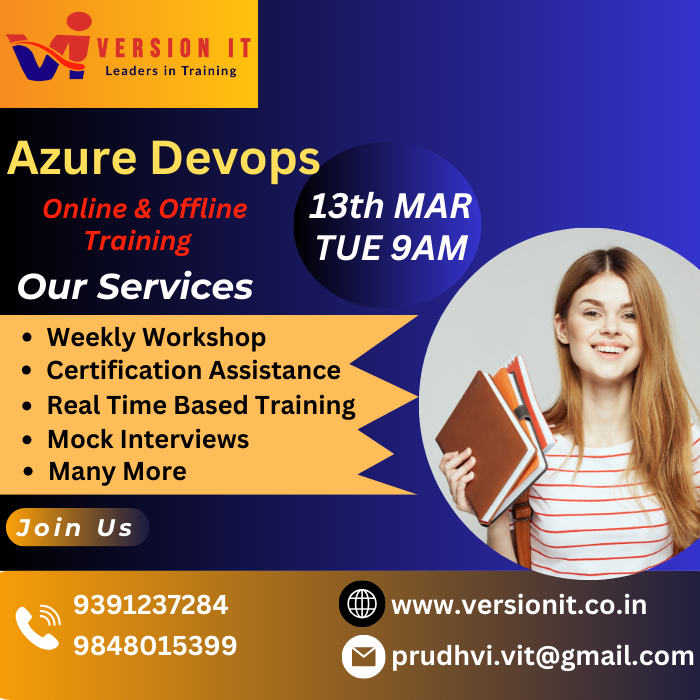 VersionitCloud's tweet image. Azure Devops Training with Placement Assistants
✅New Batch Online & Offline Demo
🗒Date: 13th MAR 2024
⏰Timing: 9:00 AM
⌛️Duration:2 MONTHS
Visit Our Website: versionit.co.in/azure-devops-t…
#azuredevopstraininginhyderabad #azuredevopscourse #versionit
@9391237284/9848015399
