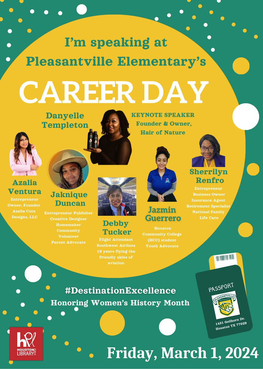 In honor of #WomensHistoryMonth, we kick of the first day of March and last day of #CareerWeek with a dynamic group of women who will speak to our @PleasantvilleES about their career path journeys and what they do to keep growing and learning to reach #DestinationExcellence!