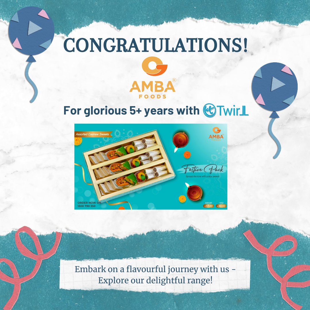 twirllcloud's tweet photo. Cheers to 6+ amazing years Amba Foods 🎉

Greatful for the journey of growth 🚀

#Twirll #CustomerStories #BusinessOwner #Retail #OneStopSolution https://t.co/30GcxH8EpK