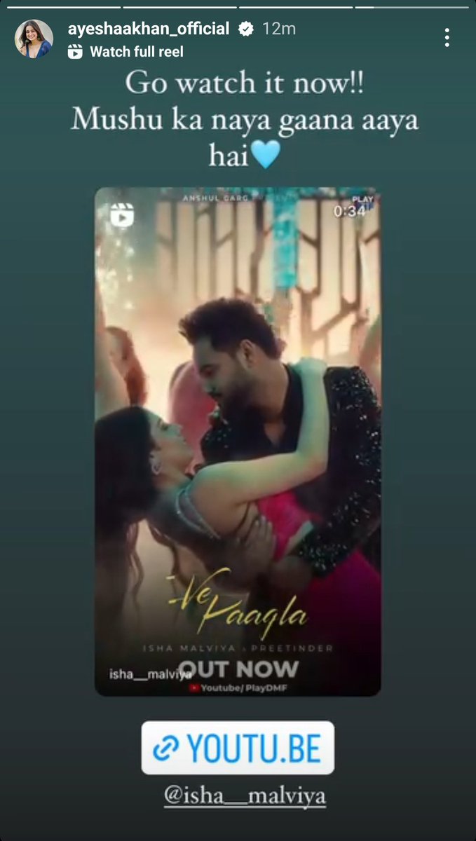 BiggBossMedia1's tweet photo. #AyeshaKhan posted story of #VePaagla feat #IshaMalviya and  #Preetinder Music video https://t.co/pnrHNAaJYk
