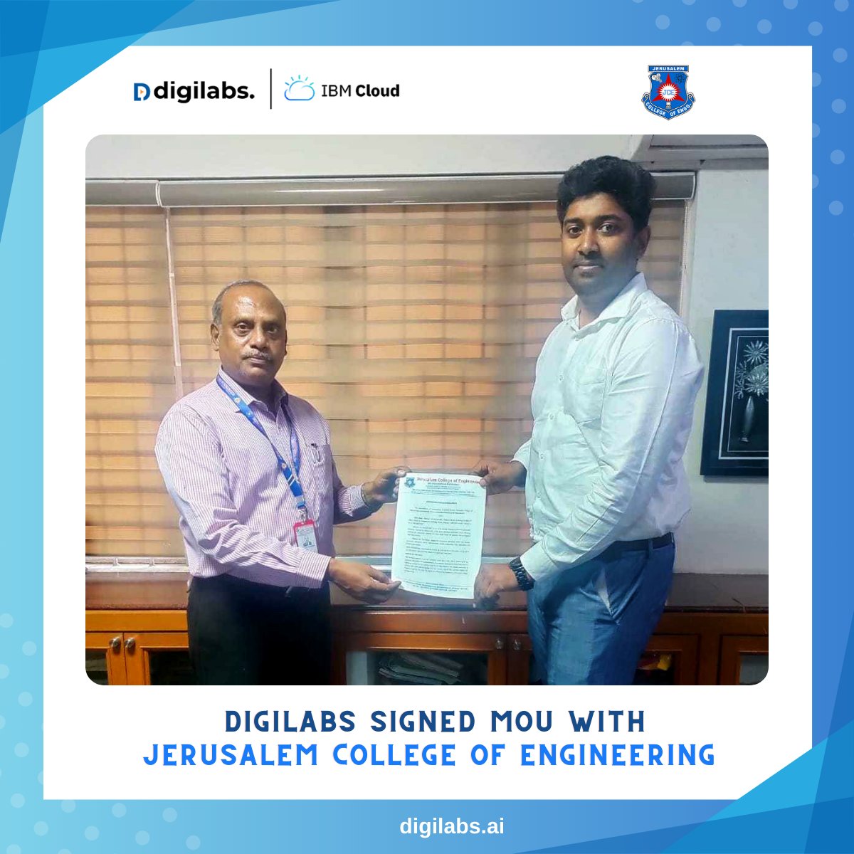 Star_Systems_'s tweet image. Digilabs in partnership with IBM Cloud, has signed an MoU with Jerusalem College of Engineering. Together, we&apos;re forging new pathways in digital learning and industry-academic collaboration.

@jerusalem_chn @IBMcloud

#partnership #ibmcloud #digilabs #mou #jce #collaboration