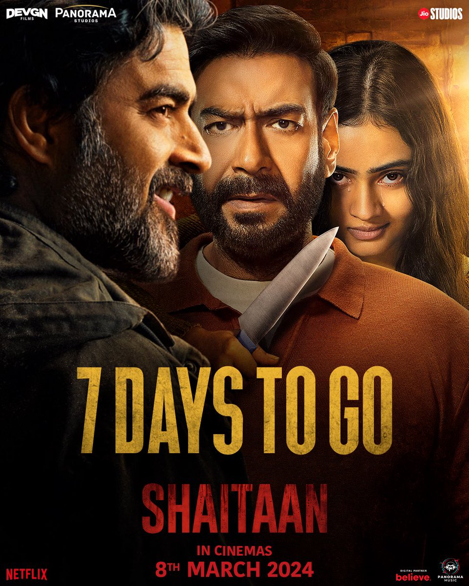 The countdown for this ultimate thriller begins now! #7DaysToGo for #Shaitaan 😈 #AjayDevgn