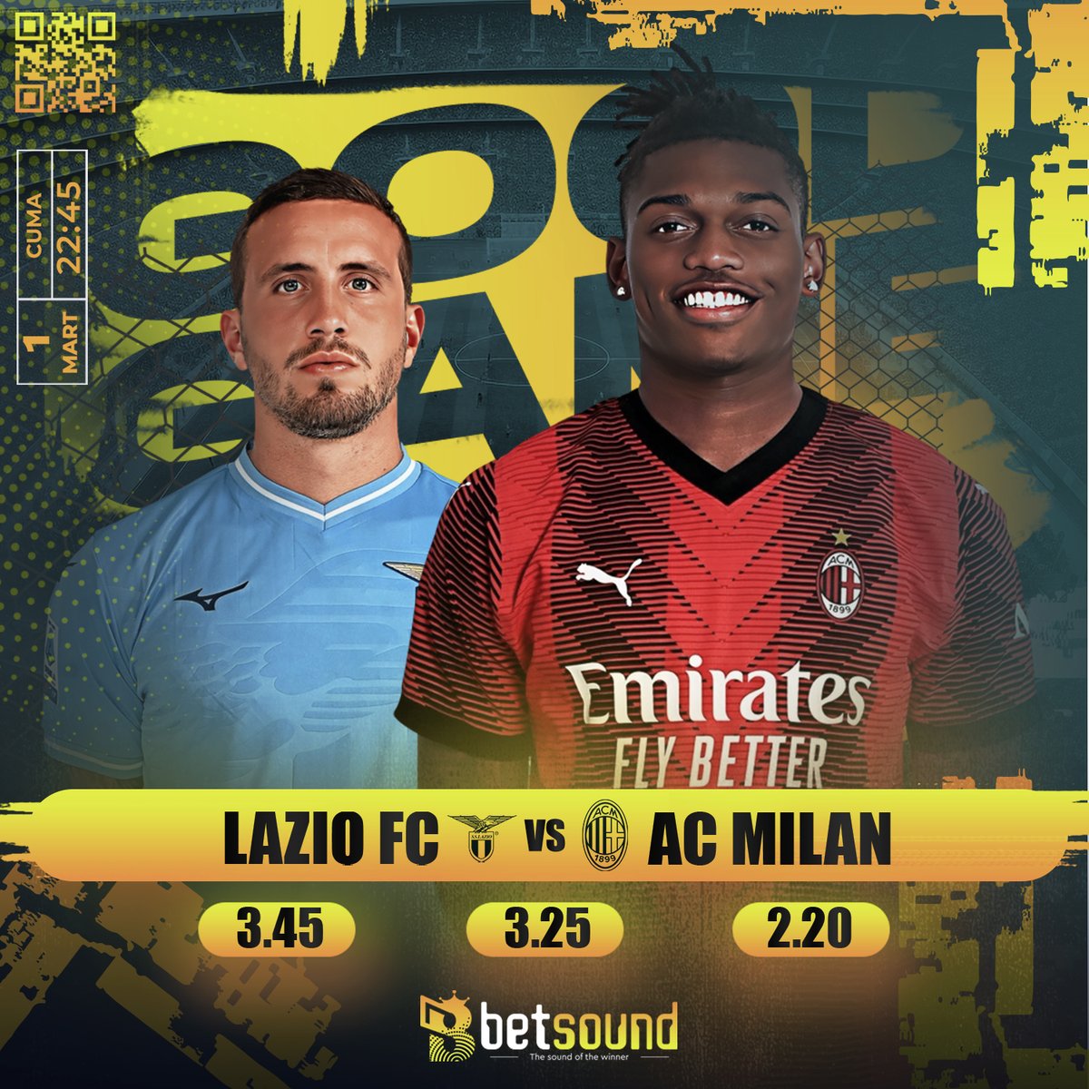 🏆  Betsound’da Günün Maçı #SeriaA
⚽️ Lazio - AC Milan⏳22:45

1️⃣ 3.45   2️⃣ 3.25   3️⃣ 2.20

💯  Güvenilir Bahis ve Casinoda Doğru Adres Betsound!

➡️Güncel Giriş:  rebrand.ly/BtSoundnew

#betsound #betsoundgiriş