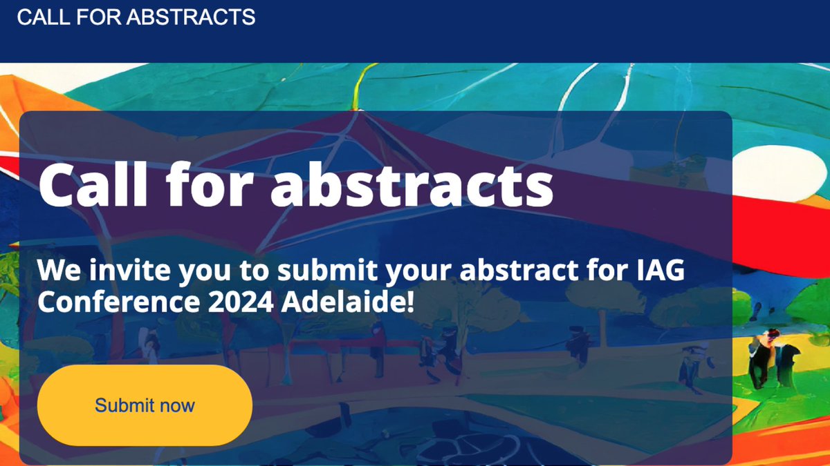 Call for Abstracts IAG2024, Adelaide, July 1-5 2024. au.eventscloud.com/website/2682/c… We invite you to submit an abstract that considers the following: How can geographers solve global challenges by providing sustainable solutions at appropriate scales? Guidelines: bit.ly/3T0Ik7N