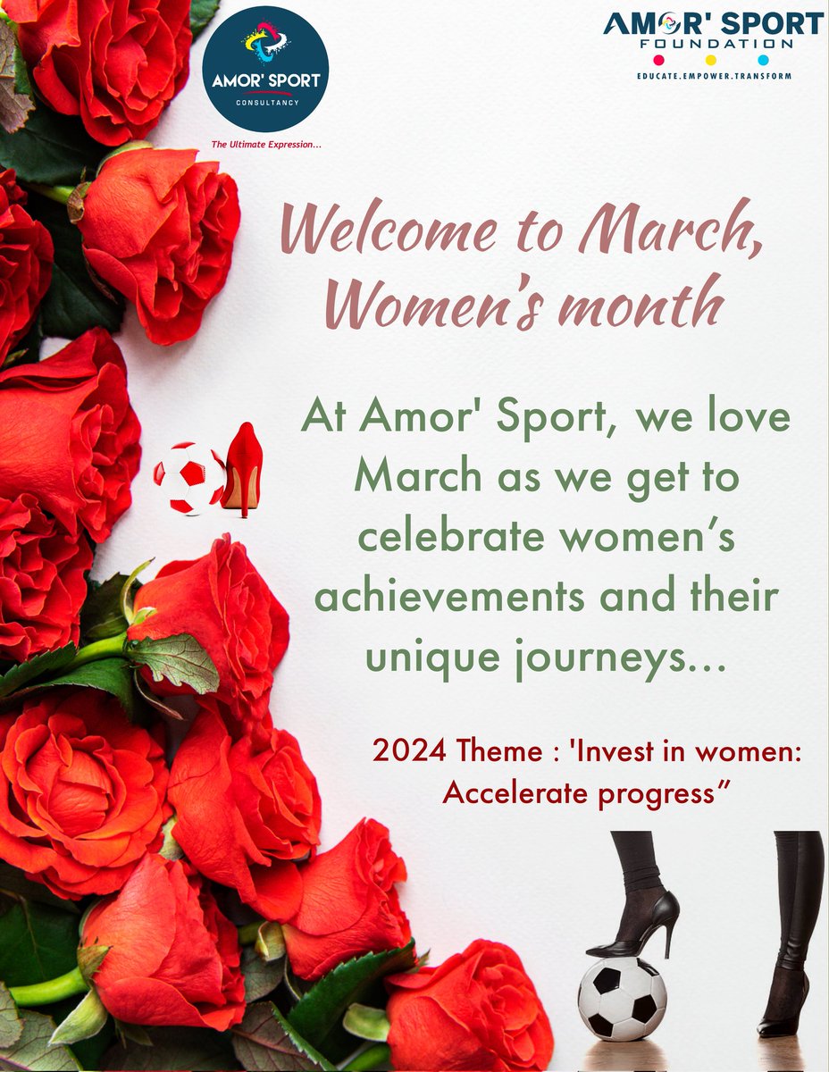 At Amor' Sport, we love March as we get to celebrate women’s achievements and their unique journeys... 'Invest in women: Accelerate progress” #amorsportzw #womeninsport #investinwomen