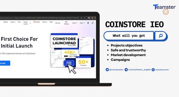 In search of safe cryptocurrency investment opportunities No need to search any farther! Our goal at @CoinstoreExc is to provide the safest IEOs possible. Premium projects are guaranteed by our rigorous auditing procedure

h5.coinstore.com/h5/signup?invi…

#safeinvestment #IEO #Coinstore