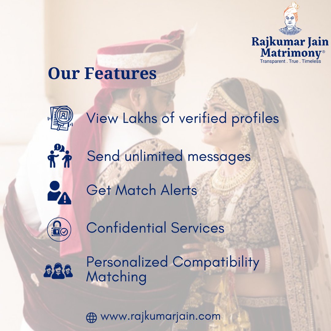 Discover endless connections with lakhs of verified profiles. Unlimited messaging, match alerts, and personalized compatibility await. Your journey to love starts here, confidentially and seamlessly. #rajkumarjainmatrimony #findyourmatch #verifiedprofiles #hyderabad #saileshlodha