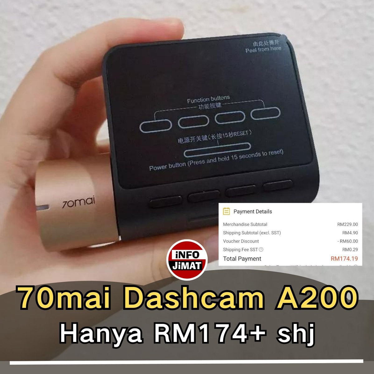 infojimat's tweet photo. 70mai Dashcam A200 Hanya RM174++ 📷 https://t.co/ahB17WhRzQ
📷pakai shop voucher -RM30
📷pakai shopee voucher - RM30
Claim voucher &amp; beli📷 https://t.co/ahB17WhRzQ https://t.co/7zwLttJ1f6
