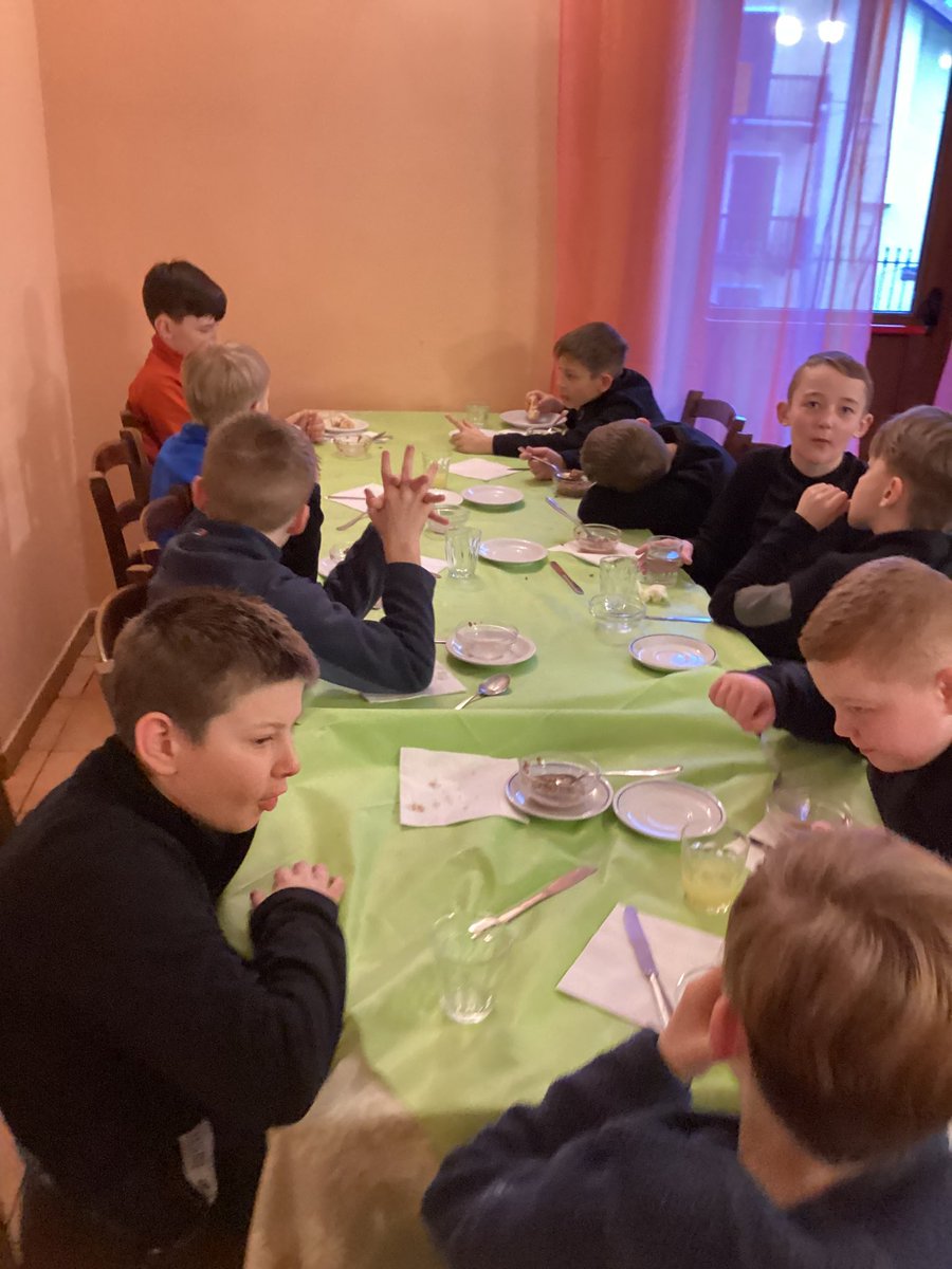 stmonicasbootle's tweet image. Children enjoying breakfast this morning, fuelling for a busy day of skiing and snowboarding.