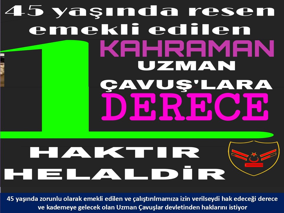 #OnlarBizimEvlatlarımız
#VatanUzmanÇavuştur
#UzmanÇavuşlarDerki
#UzmanÇavuş
#BirDereceHak
<a href="/RTErdogan/">Recep Tayyip Erdoğan</a>
<a href="/tcsavunma/">T.C. Millî Savunma Bakanlığı</a>
<a href="/hulusiakarmedya/">Hulusi AKAR</a>
<a href="/Akparti/">AK Parti</a>
<a href="/nacibostanci/">M. Naci Bostancı</a>
<a href="/akbasogluemin/">Av. M.Emin AKBAŞOĞLU 🇹🇷</a>
<a href="/AliYerlikaya/">Ali Yerlikaya</a>
<a href="/UlviYonter/">Dr.İzzet Ulvi YÖNTER</a>
<a href="/dbdevletbahceli/">Devlet Bahçeli</a>
<a href="/mustafaelitas/">Mustafa Elitaş</a>
<a href="/UlviYonter/">Dr.İzzet Ulvi YÖNTER</a>
<a href="/erkanakcay45/">Erkan Akçay</a>
<a href="/dijital/">Dijital</a>
<a href="/alitilkici38/">Ali Tilkici 🇹🇷</a>