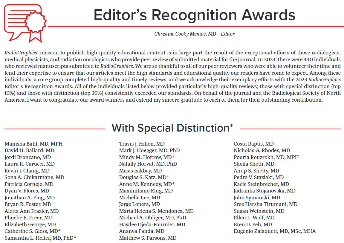 What a great honor! Thank you very much @RadioGraphics and @cookyscan1 for the special distinction 🙏🙏🙏 #rgphx