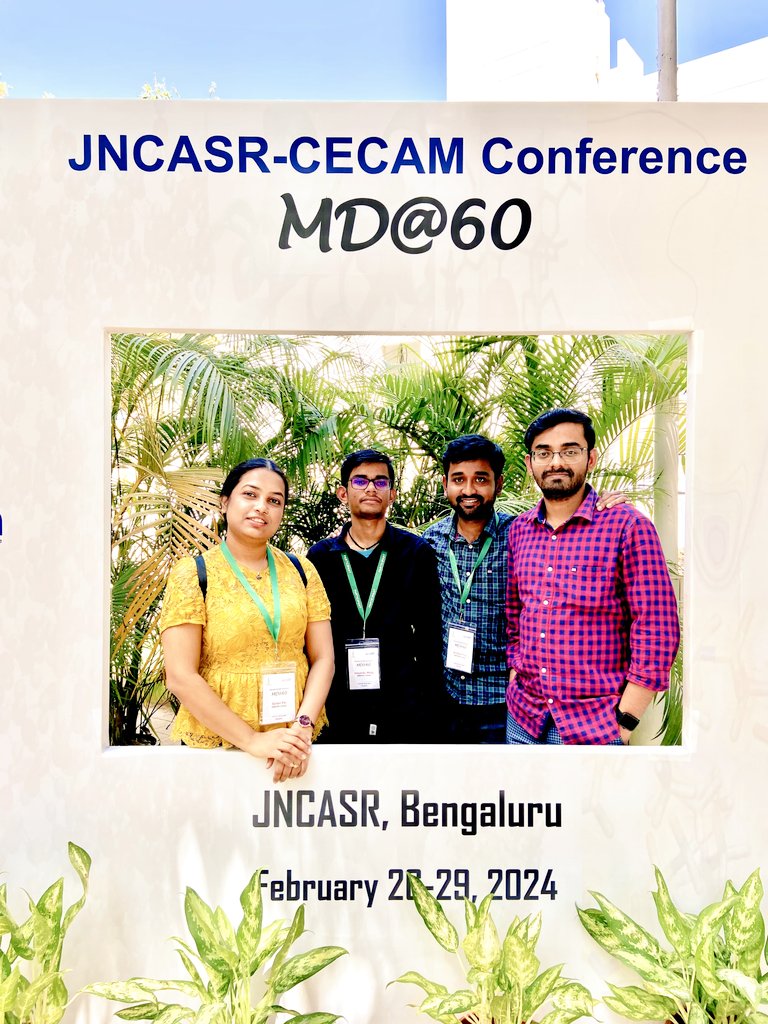 AItrovert's tweet photo. Just wrapped up an inspiring time at #MD60 conference in Bengaluru, co-hosted by JNCASR and CECAM! Engaging talks, networking, insights into the future of Molecular Dynamics and beyond. Appreciative of the connections made & knowledge shared! @jncasr @cecamEvents @jncbala https://t.co/pxl73J6Zwt