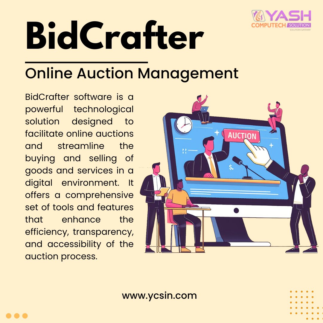 ycsindia's tweet image. Unlock the power of efficient auctions with Bidcrafter! Simplify bidding processes, streamline inventory management, and elevate your auction game to new heights. 🛍️✨ #Bidcrafter #EfficientAuctions #StreamlinedManagement #ElevateYourGame