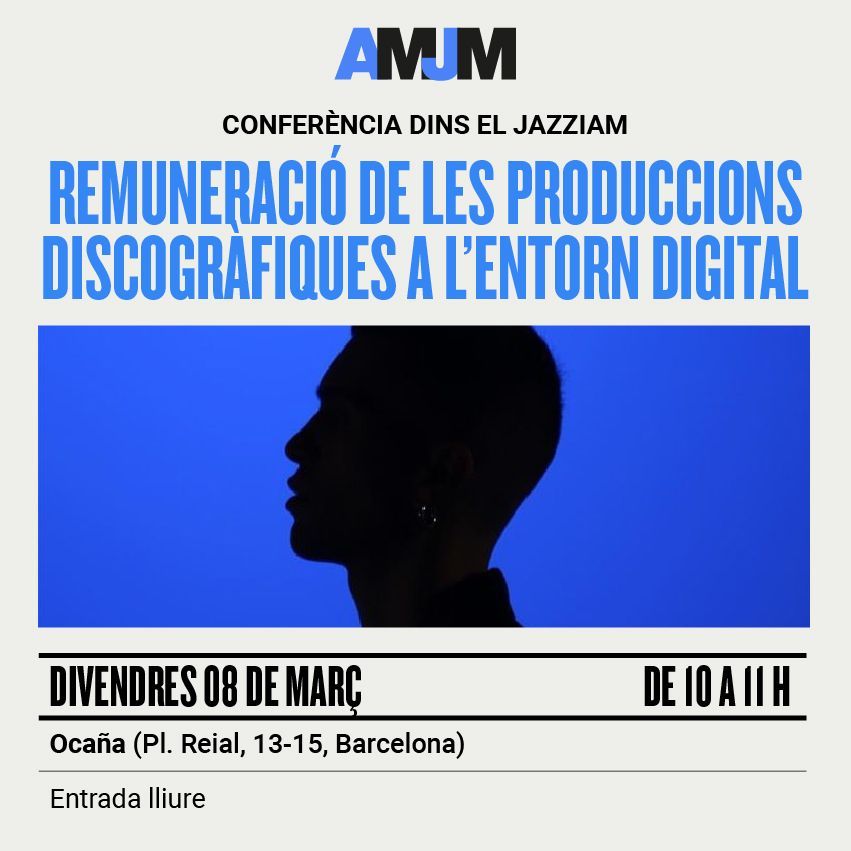 NOVA CONFERÈNCIA! 🗣️ Com poden poden afectar les noves eines digitals la remuneració obtinguda de les llicències musicals? Ponent: Eva Faustino (advocada) Presenta: Guillem Arnedo Organitza: AMJM, dins el @jazziambcn 🗓️ DIVENDRES 8/03, 10-11H 📍 Ocaña (Pl. Reial, 13-15)