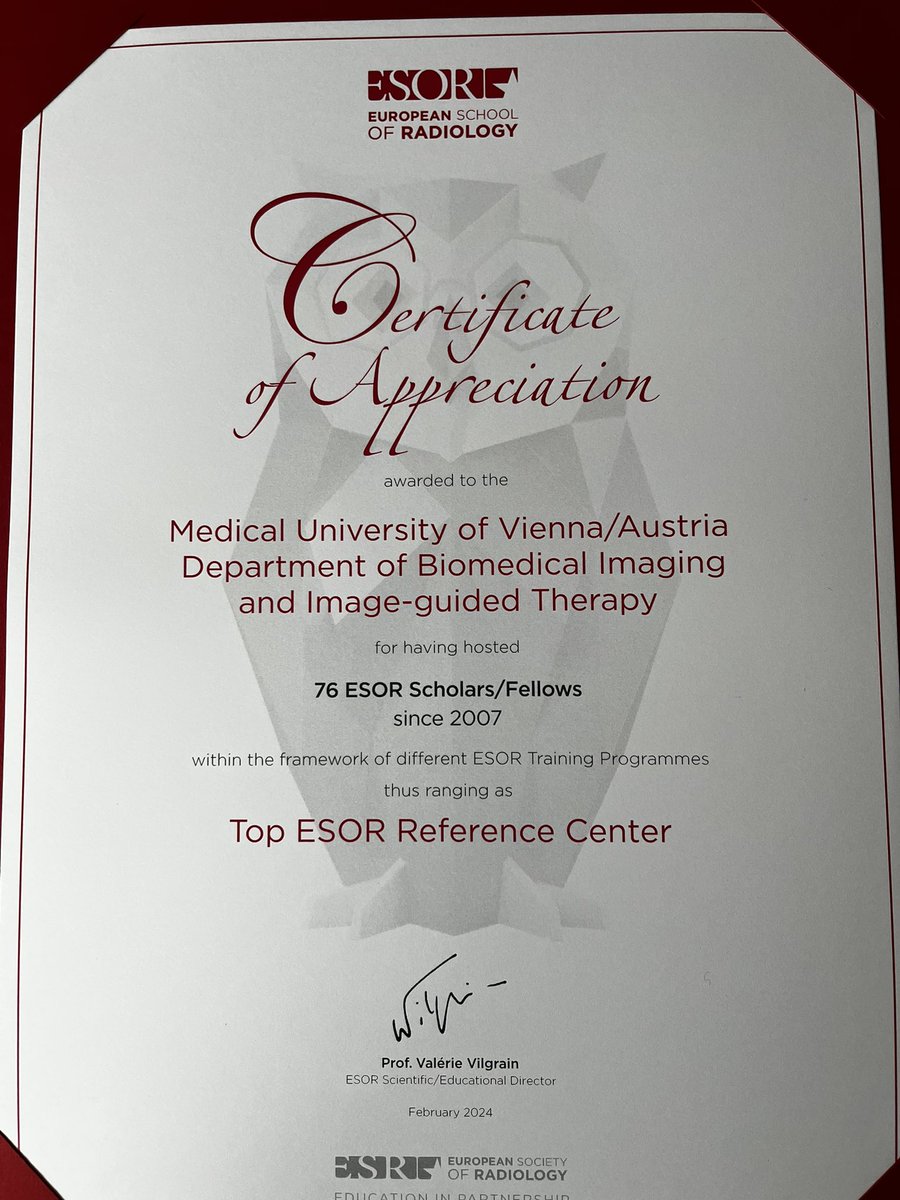 What an incredible number! The Dep. of Biomedical imaging and image-Guided Therapy at MUW Vienna was privileged to host 76 outstanding scholars and fellows during the last 17 years! And the number is continuously growing! Thank you to #ESOR and all my colleagues at #Meduniwien!