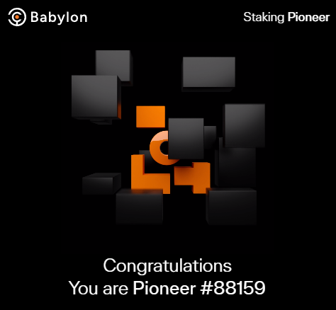 GM Pioneers, I’ve joined the #BitcoinStakingRevolution and claimed my BTC Pioneer Pass by <a href="/babylon_chain/">BabylonChain</a>. I’m staker 88159 pioneers.babylonchain.io