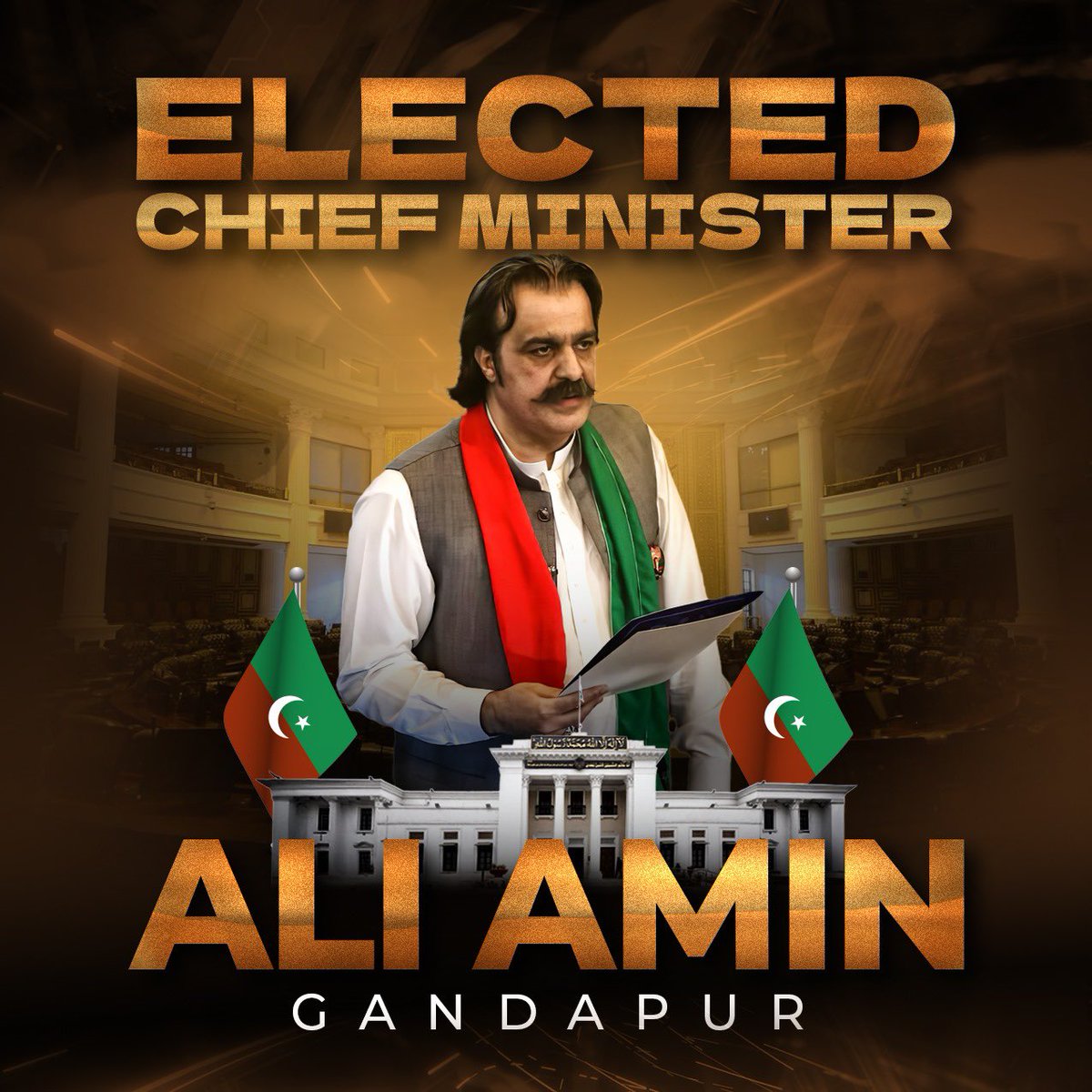 PTIofficial's tweet photo. Ali Amin Khan Gandapur ELECTED as Chief Minister KP !

#خیبرپختونخوا_کپتان_کا https://t.co/HbbAQ89JO1