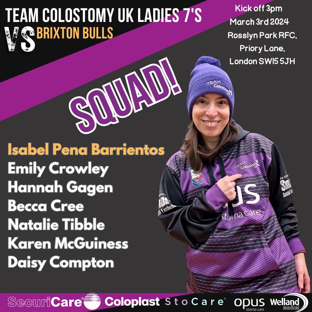 📣 SQUAD NEWS! 📣 A big high five to the ladies representing us on Sunday in our first ever women's activity, against @BrixtonBullsRL! 🥹 It all starts from 3pm on Sunday at @rosslynpark #UpThePurps💜 #rugbyleague #StomaAware