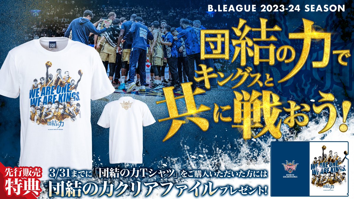 琉球ゴールデンキングス　Tシャツ　団結の力2024-2025 Lサイズ 琉球ゴールデンキングス Tシャツ 団結の力2024-2025 Lサイズ