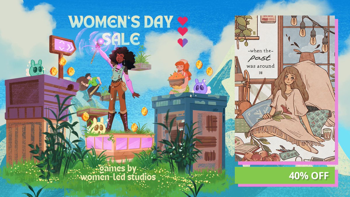 ✨ WOMEN'S DAY SALE ✨ Let's raise the visibility of games led by women and other gender-marginalized developers! ✨40% OFF ✨Get When The Past Was Around now! store.steampowered.com/app/1164050/Wh… #indiegame #pointandclick #narrativegame