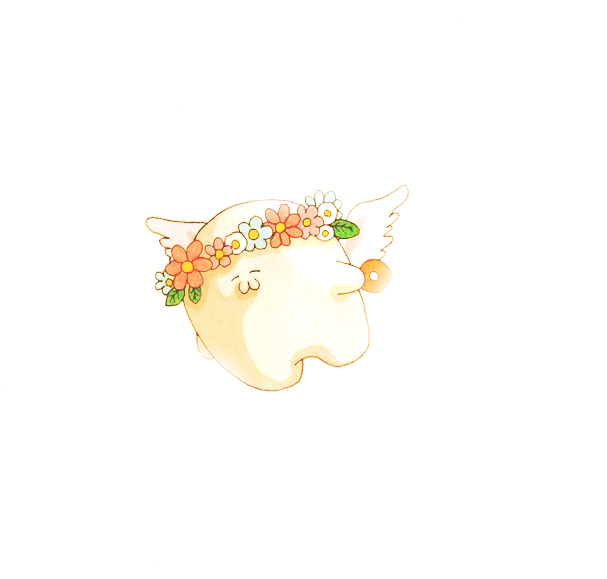 no humans simple background white background head wreath :3 closed eyes wings  illustration images