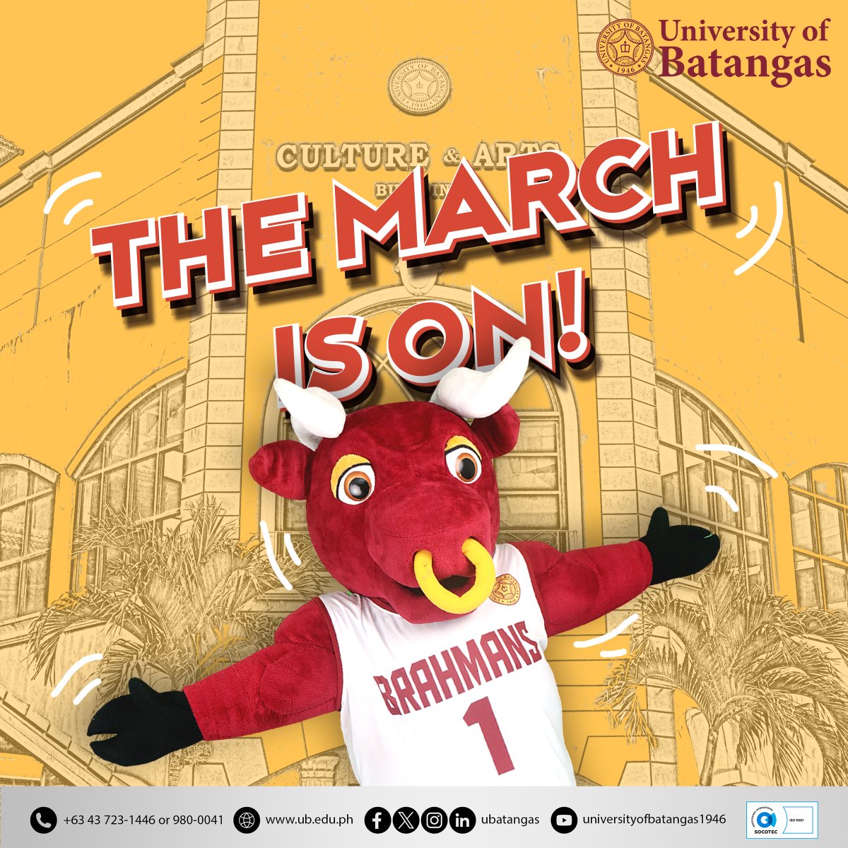UBatangas's tweet photo. The march is on no brain nor brawn can block the way of UB men!

Wishing all UBians a month filled with productivity and progress.

#UndeniablytheBest #Brahmans #UBians https://t.co/5q0tttwTsr