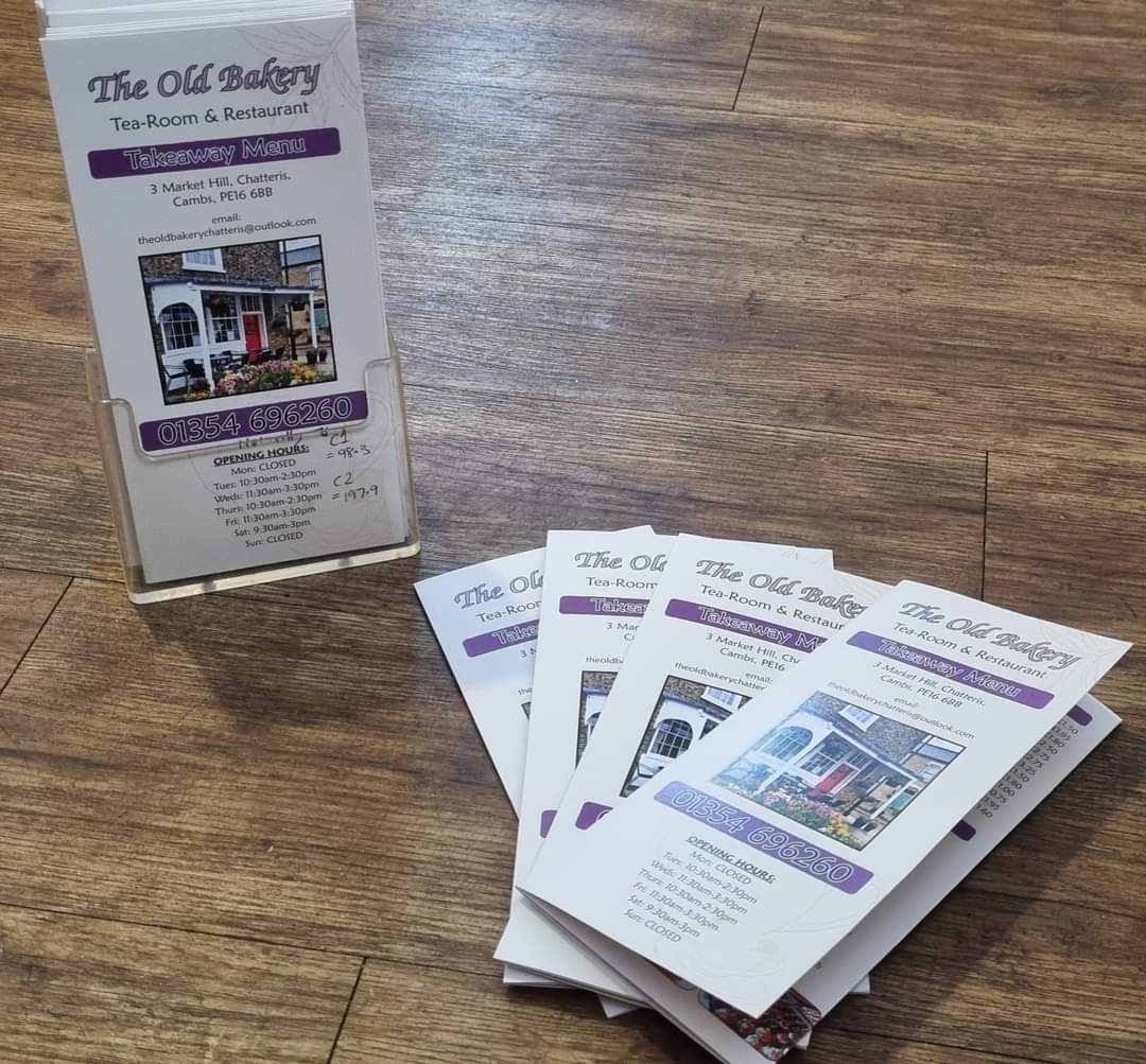 TheOBchatteris's tweet photo. We now have Takeaway menus available! Pick one up for yourself or collect some for your workplace.
Special thanks to Chris and the team at David J Richards in Chatteris for their help and excellent quality print.
#TheOB #chatteris #chatterisinbusiness #localbusiness #supportlocal https://t.co/d9mHGjRY6B
