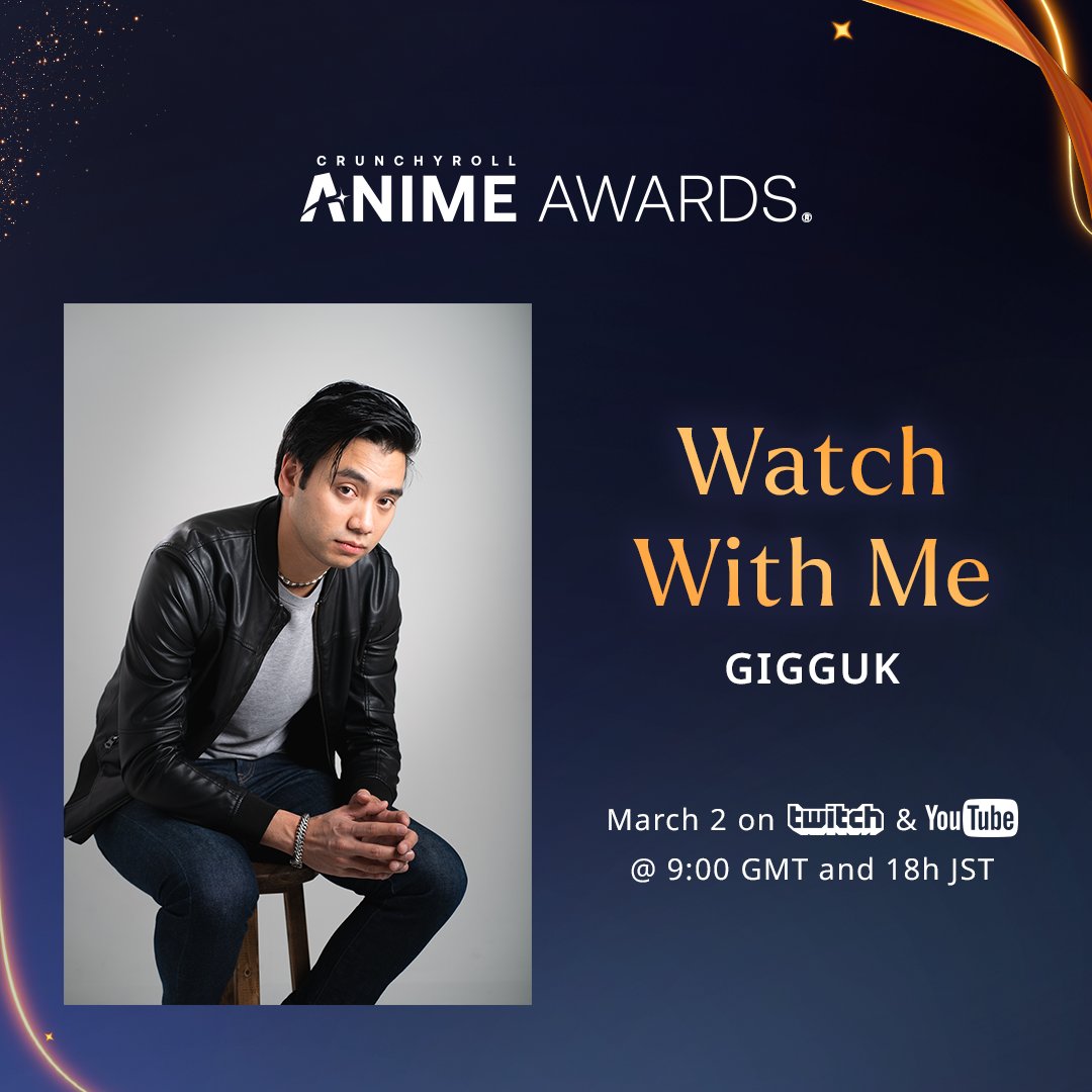 ITS ALMOST TIME The Anime Awards is TOMORROW and I'll be streaming it LIVE! Join me on Twitch or YouTube at 6PM JST THIS SATURDAY. See you there! #AnimeAwards @TheAnimeAwards #CrunchyrollPartner @Crunchyroll