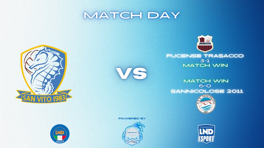 💙🤍🖤🧡DOPPPIETTA🧡🖤🤍💙
I nostri ragazzi iniziano la serata subendo un goal allo start, reagiscono, ribaltano, chiudono il match.
Il secondo game parte in discesa e si conclude nello stesso senso.

GG AI RAGAZZI ED AI NOSTRI AVVERSARI
 SANVITO83💙🤍
Powered By TeamBitstore