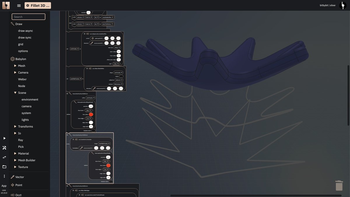 bitbybit_dev's tweet photo. 📚 Learn how to apply variable fillets to 3D wires by using https://t.co/bmy0rGyJcL editors.

https://t.co/XgsZ1toZyl

#3d #parametric #modeling #3dmodeling #cad #occt #webcad #geometry #stem #programming #code #howto #tutorial #lesson #docs #3dmodel #3dprint #babylonjs #indiedev https://t.co/XncGBg6bbN